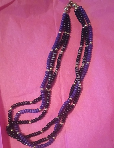 Tier black purple bead - 3-tier,