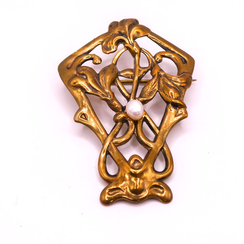 Art nouveau flower repousse - nouveau,